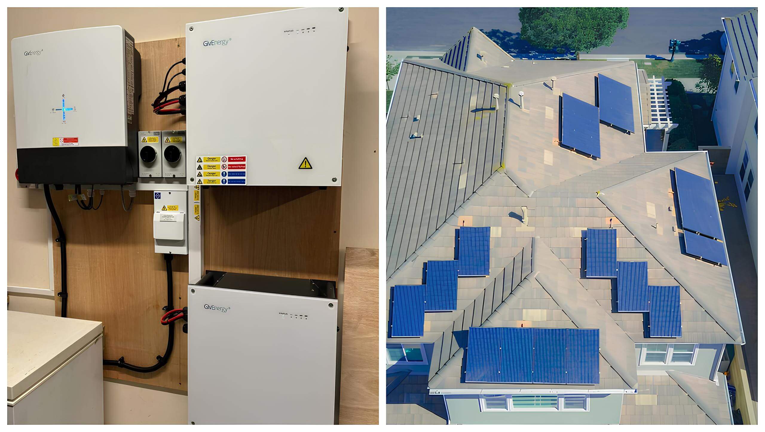 Hệ thống máy phát điện solar lắp đặt thực tế trên mái nhà hiện đại.